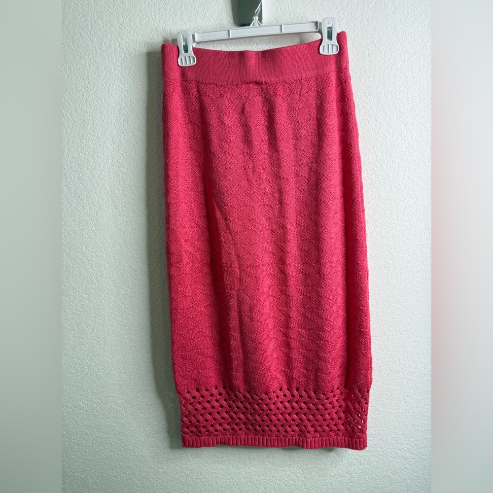 NWT Anthropologie Peixoto Leni Knit Midi Skirt Pink Sz Large - Picture 7 of 11